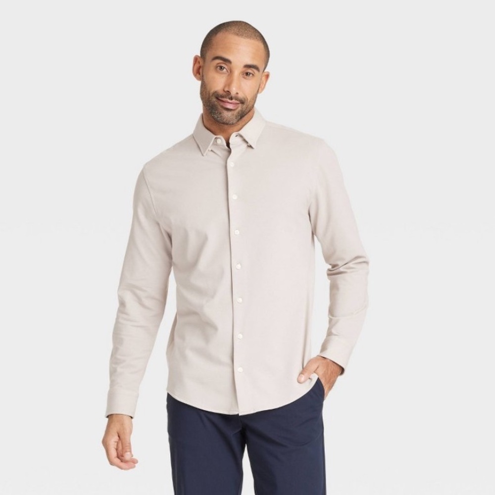 Long Sleeve Casual Dress Shirt Goodfellow & Co Lightweight Knit Button Down